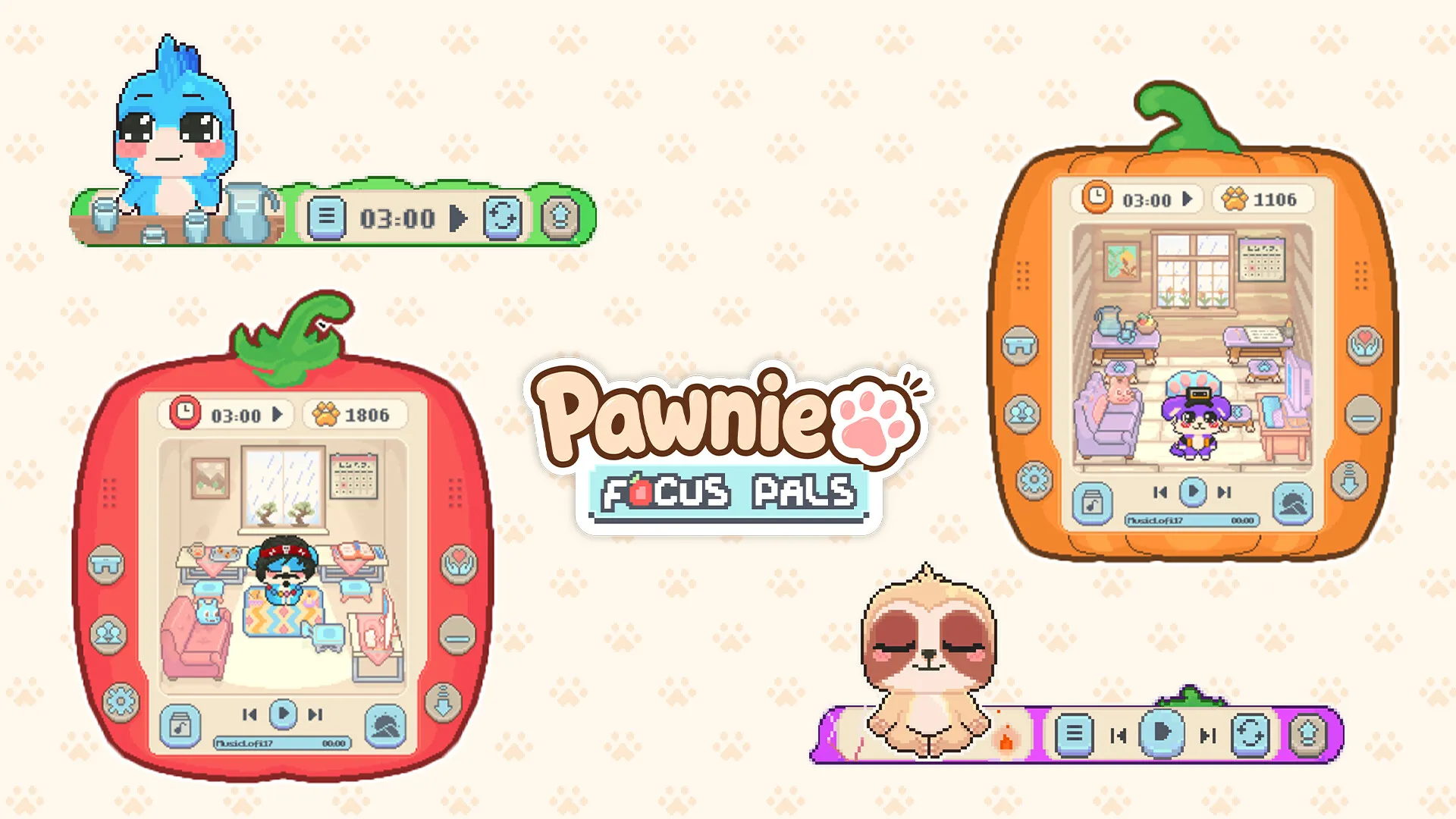 爪爪伙伴:专注时光/Pawnie: Focus Pals 截图1
